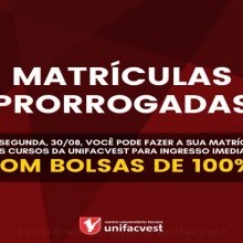 MATRÍCULAS COM BOLSA DE 100% ATÉ 30/08/2021