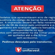 Aviso sobre pagamento de boletos
