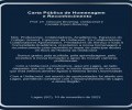 Carta Pública de Homenagem e Reconhecimento