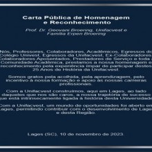 Carta Pública de Homenagem e Reconhecimento