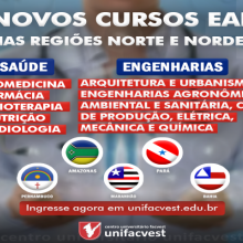 REGIÕES NORTE E NORDESTE | Novos cursos EAD nas áreas da Saúde e das engenharias com desconto por pontualidade