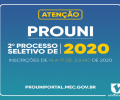 ATENÇÃO | PROUNI 2020/2 DE 14 A 17 DE JULHO/2020