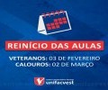 ATENÇÃO PARA DATAS DE INÍCIO E REINÍCIO DAS AULAS