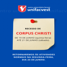 Recesso de Corpus Christi de quinta à sábado