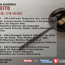 AGENDE-SE | SEMANA ACADÊMICA DE DIREITO INICIA HOJE, 16/SET